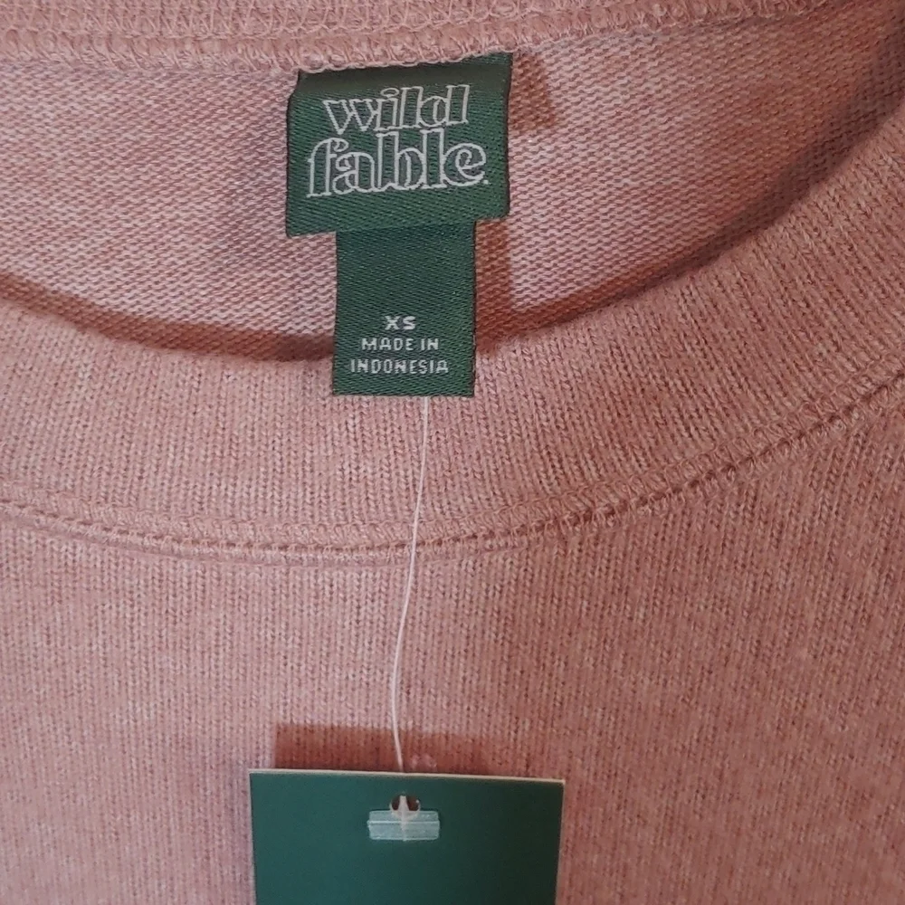 Wild Fable Rose Pink Oversized Cropped Lighteight Sweatshirt New Size XS - Picture 2 of 6